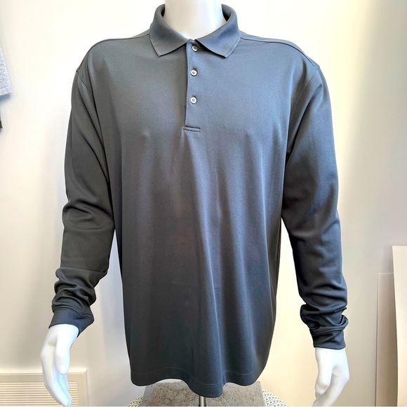 PGA Tour Long Sleeved Henley Polo Shirt - Picture 1 of 10